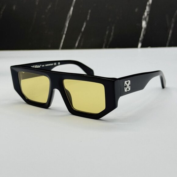 NEW OFF-WHITE OERI13F VANCOUVER 1018 SUNGLASSES UNISEX BLACK SQUARE EYEWEAR - Picture 3 of 12